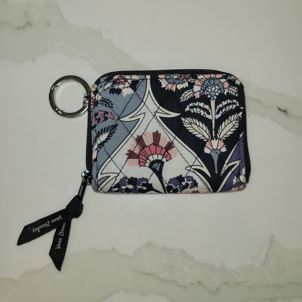 Vera Bradley Floral Keychain Wallet - Black, Pink, Blue